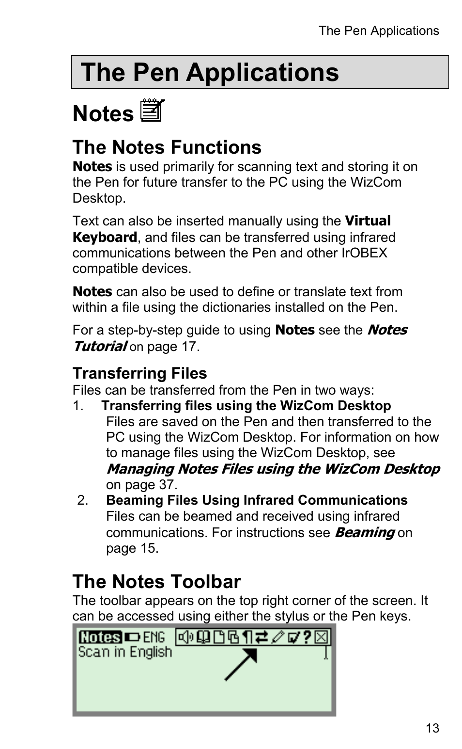 The pen applications | Wizcom InfoScan TS Elite User Manual | Page 15 / 46