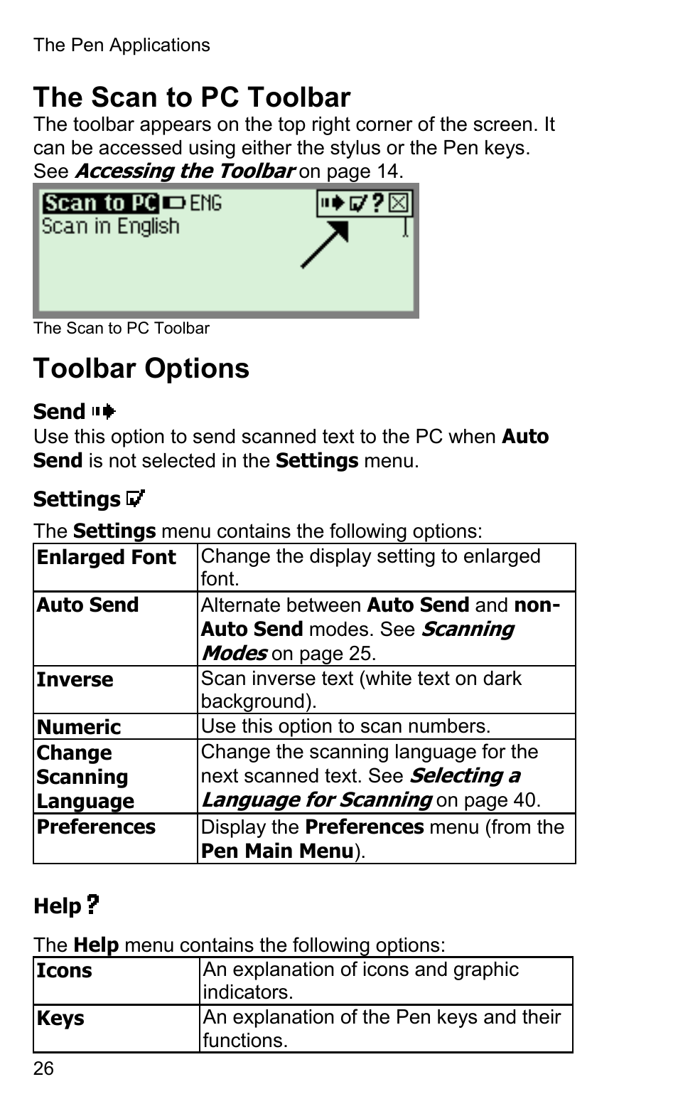 The scan to pc toolbar, Toolbar options | Wizcom InfoScan TS Elite User Manual | Page 28 / 46