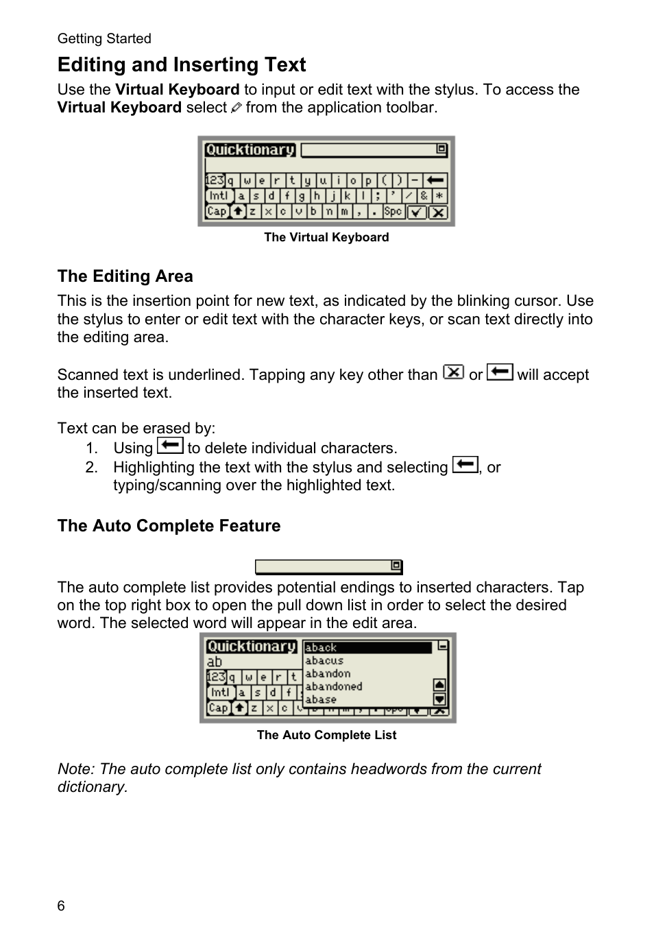 Editing and inserting text | Wizcom Quicktionary 3 Lite User Manual | Page 6 / 21