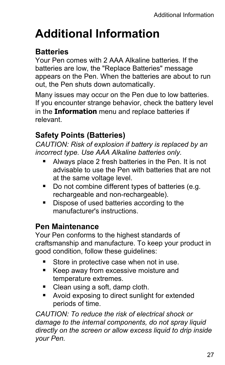 Additional information | Wizcom Quicktionary 2 Professional User Manual | Page 27 / 28