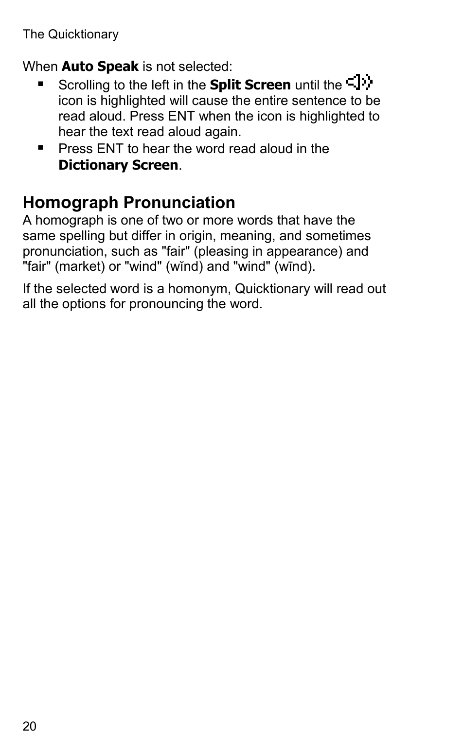 Omogr, Aph pronunciation | Wizcom Quicktionary 2 User Manual | Page 20 / 25