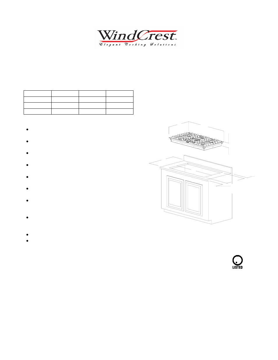 Wind Crest CTG 36" WIDE CTG365D User Manual | 1 page