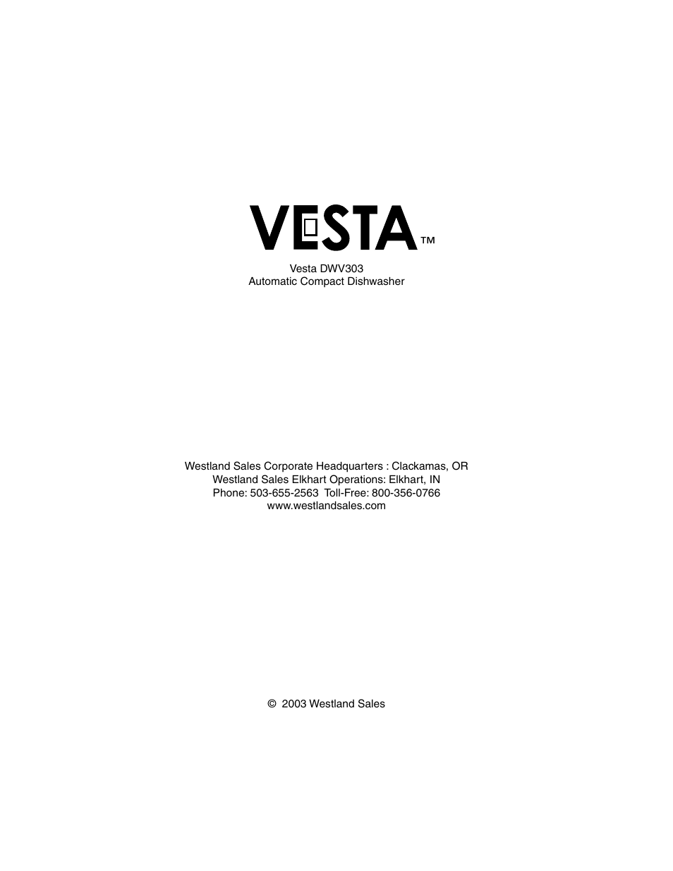 Westland Sales DWV303B User Manual | Page 14 / 14