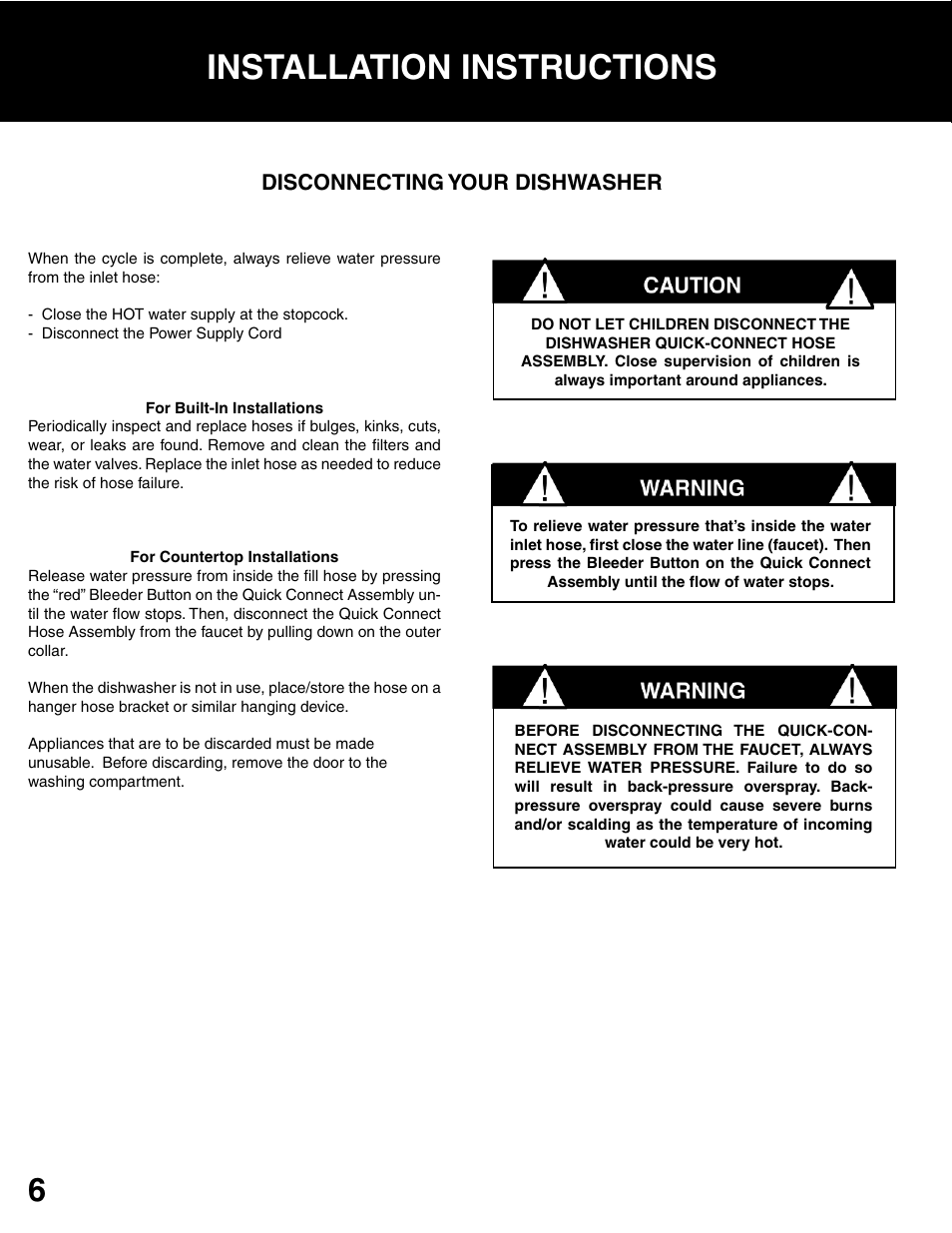 Installation instructions | Westland Sales DWV303B User Manual | Page 8 / 14