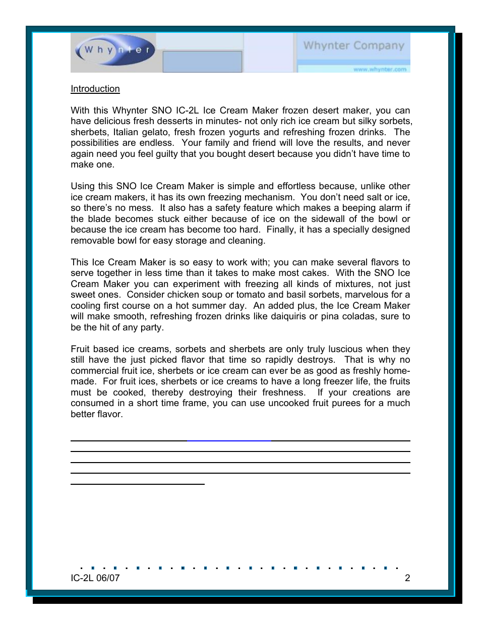 Whynter SNO IC-2L User Manual | Page 2 / 7