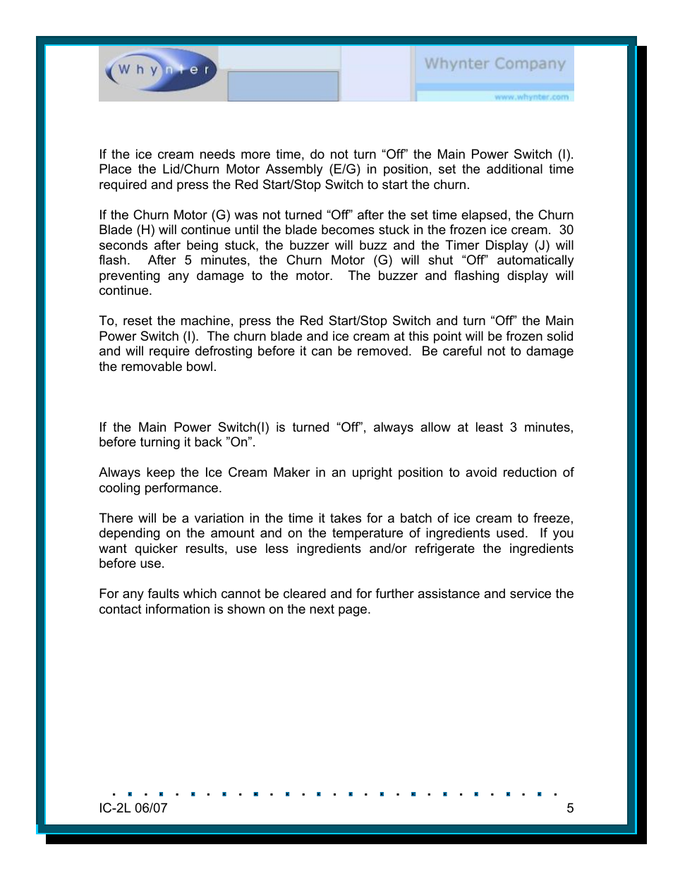 Whynter SNO IC-2L User Manual | Page 5 / 7