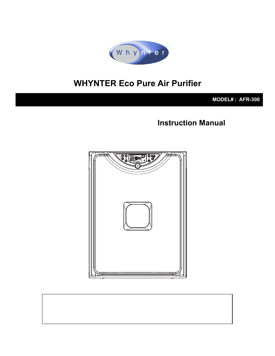 Whynter AFR-300 User Manual | 14 pages