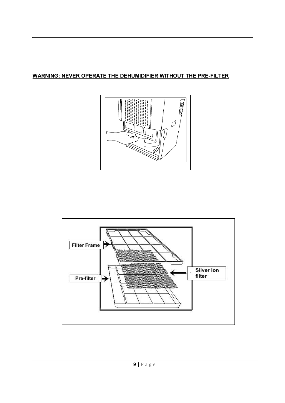 Air filters installation | Whynter RESIDENTIAL PORTABLE DEHUMIDIER RPD-651W User Manual | Page 9 / 15