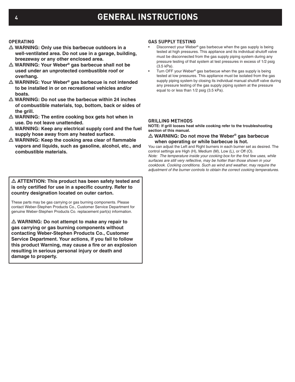 General instructions | weber D6 User Manual | Page 4 / 28