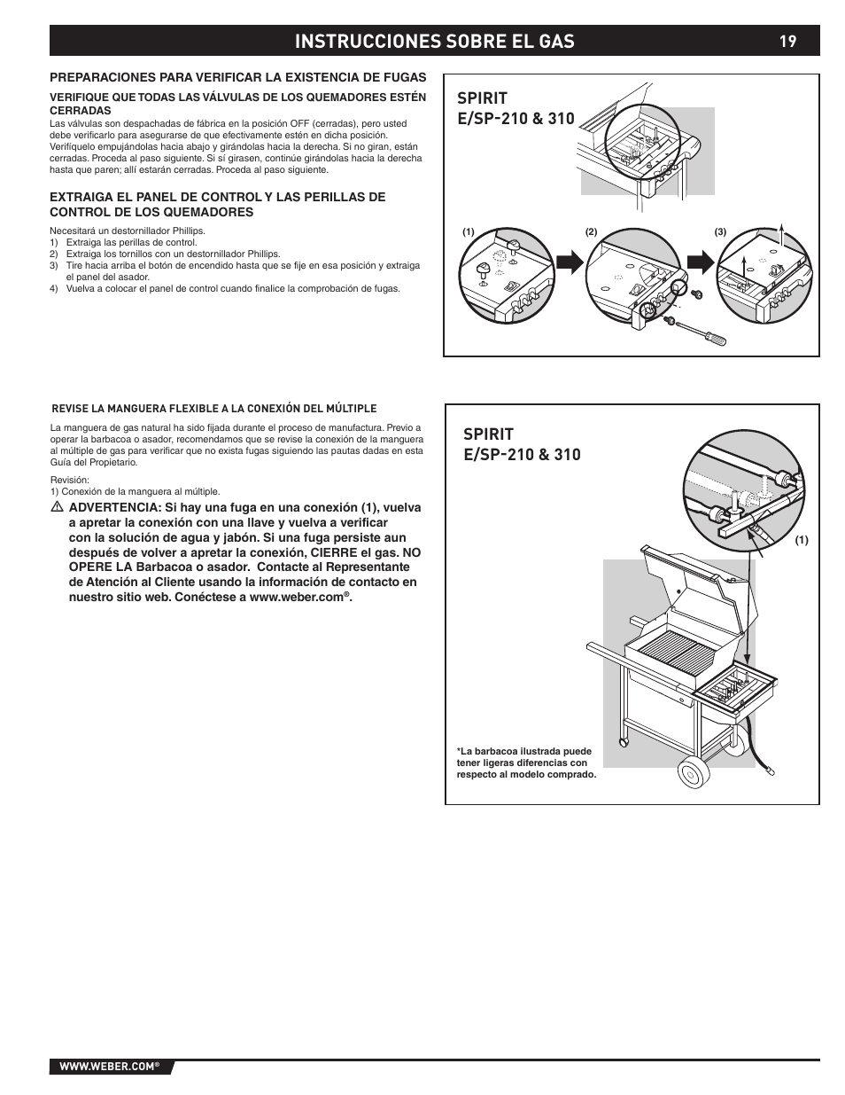 Instrucciones sobre el gas | weber 89527 User Manual | Page 19 / 40