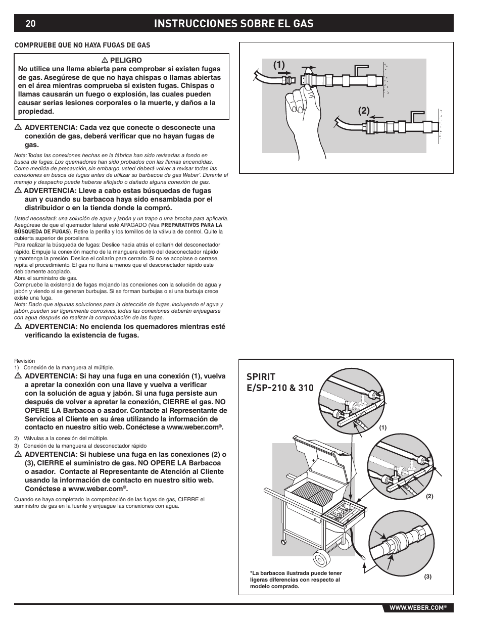 Instrucciones sobre el gas | weber 89527 User Manual | Page 20 / 40
