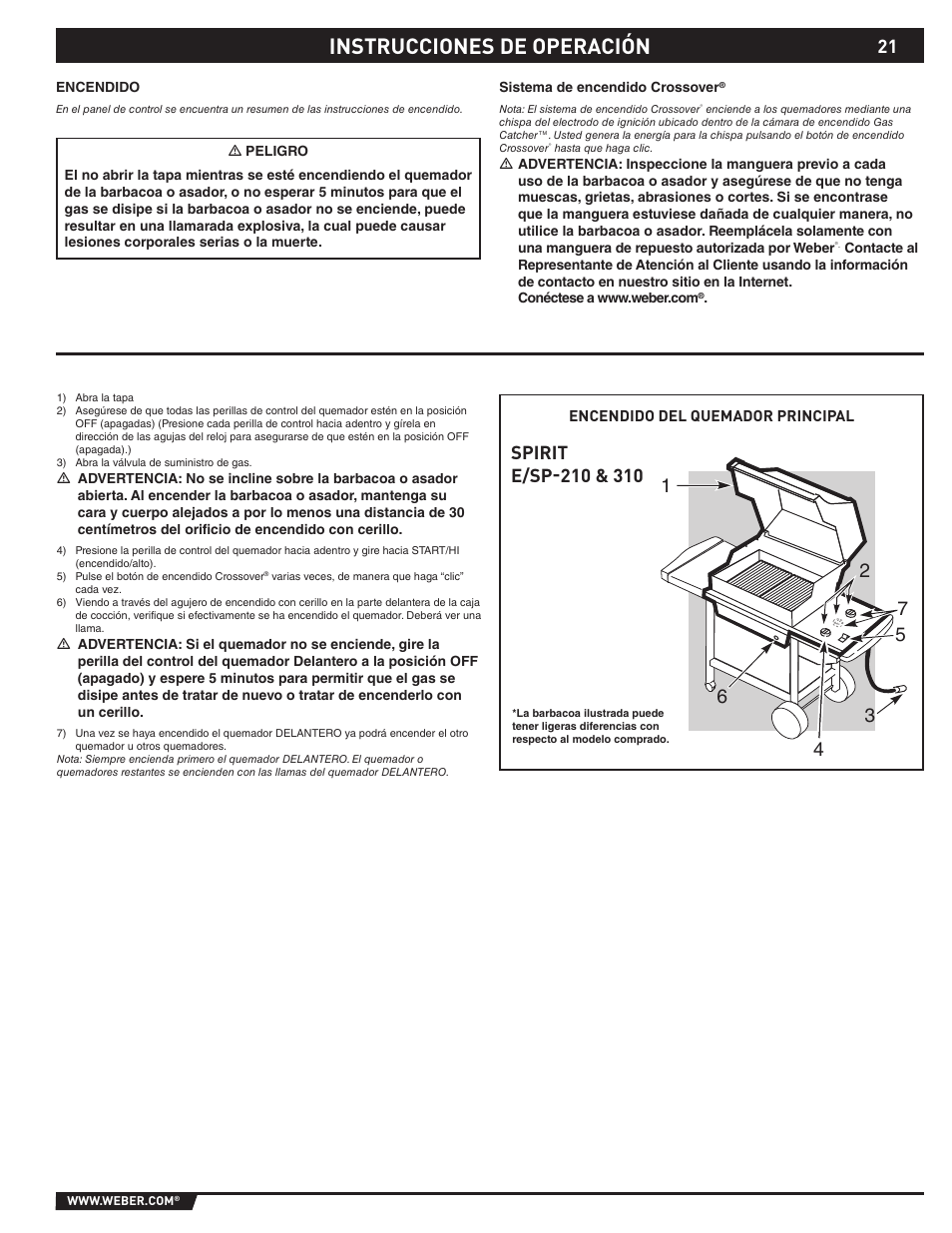 Instrucciones de operación | weber 89527 User Manual | Page 21 / 40