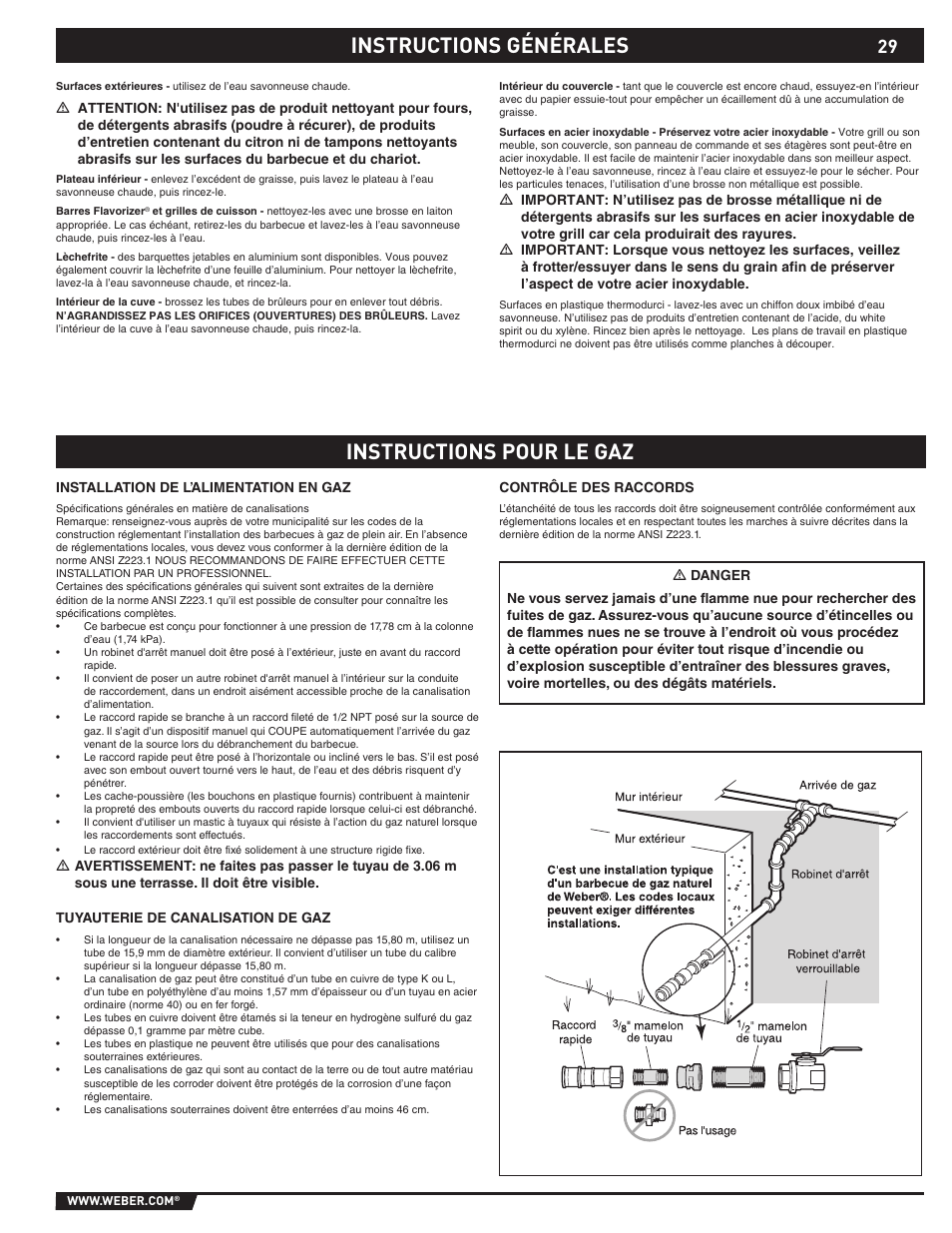 Instructions générales instructions pour le gaz | weber 89527 User Manual | Page 29 / 40