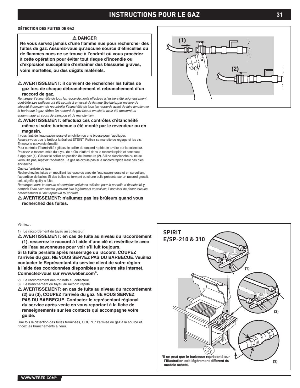 Instructions pour le gaz | weber 89527 User Manual | Page 31 / 40