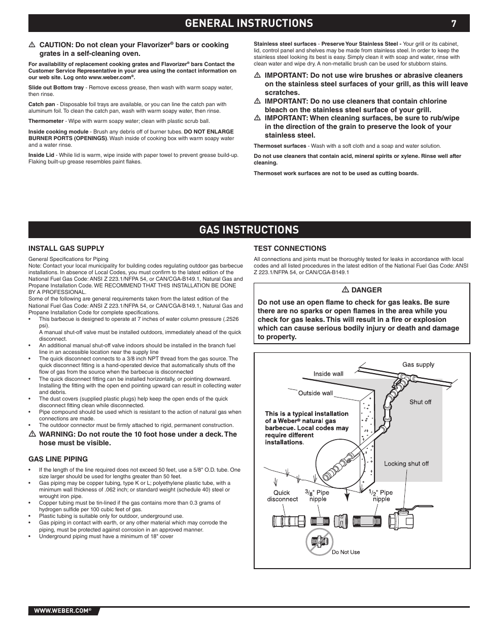 General instructions gas instructions | weber 89527 User Manual | Page 7 / 40