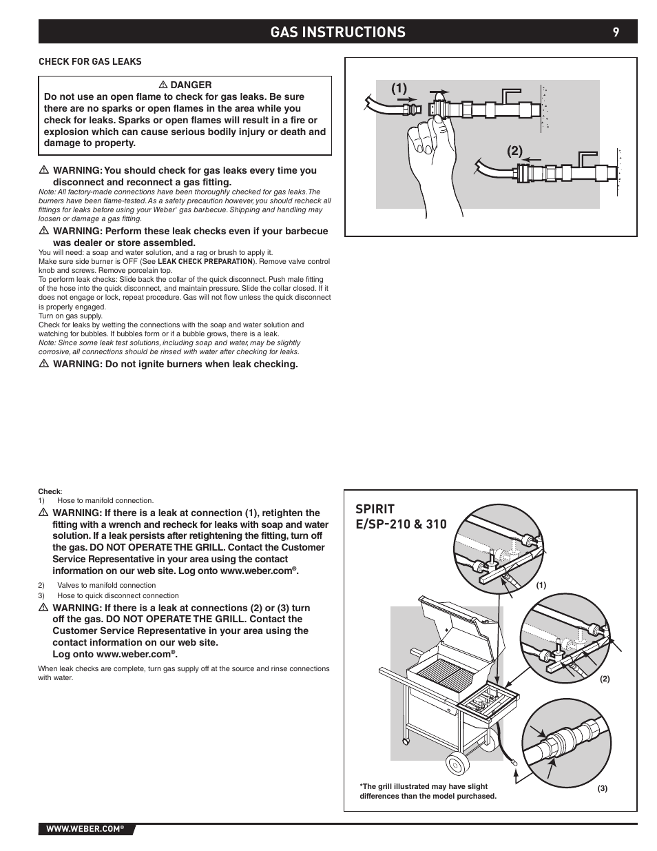 Gas instructions | weber 89527 User Manual | Page 9 / 40