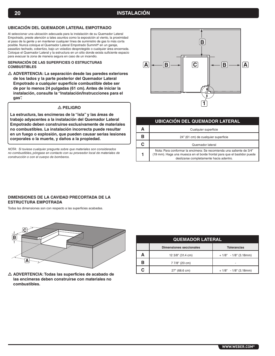 Instalación | weber 56070 User Manual | Page 20 / 44