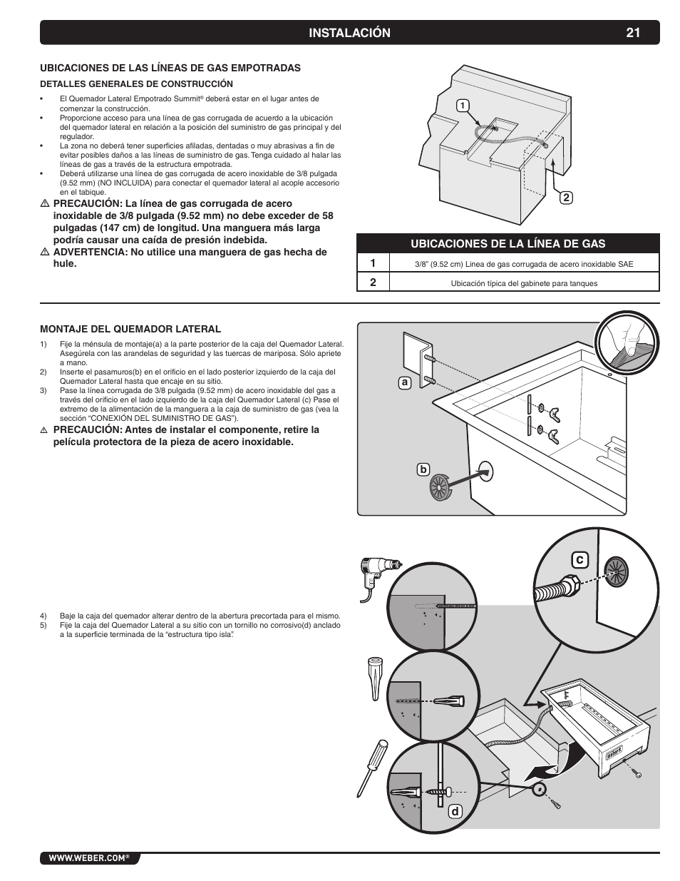 Instalación | weber 56070 User Manual | Page 21 / 44