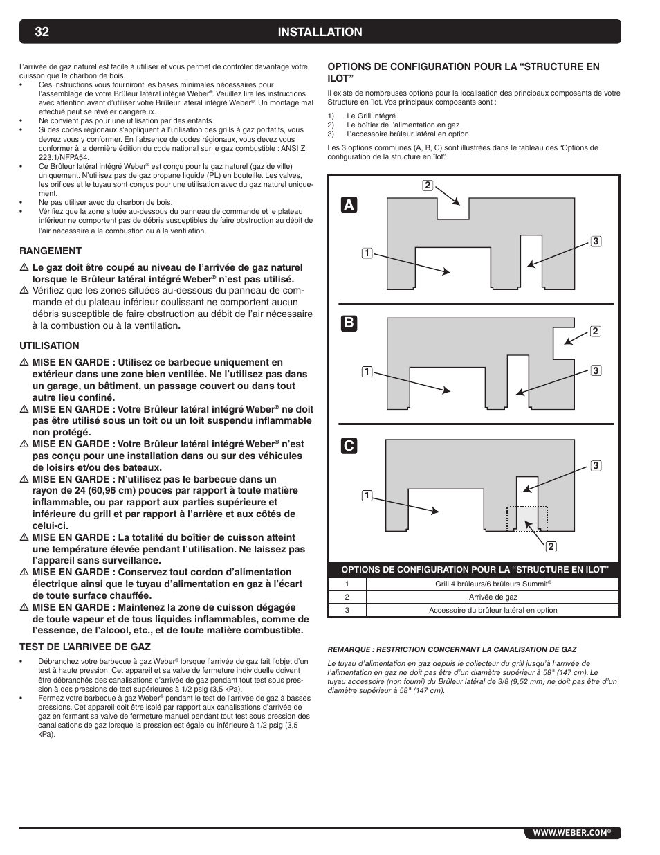 Ca b, Installation | weber 56070 User Manual | Page 32 / 44