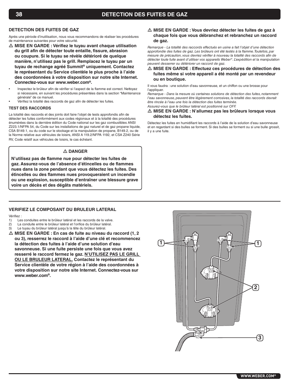 Detection des fuites de gaz | weber 56070 User Manual | Page 38 / 44