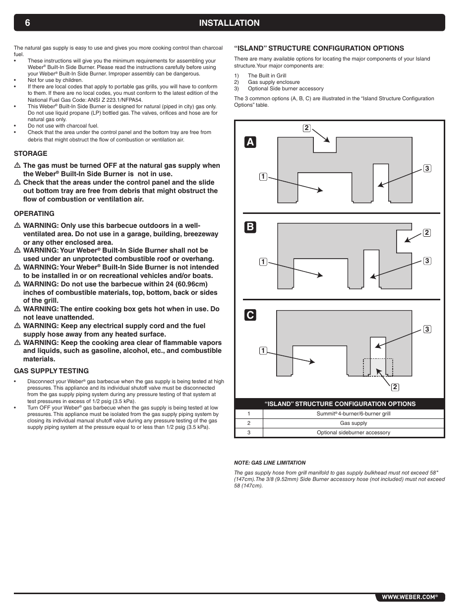 Ca b, Installation | weber 56070 User Manual | Page 6 / 44