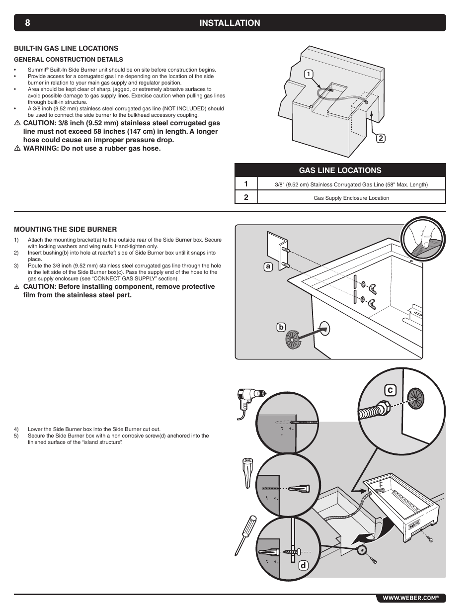 Installation | weber 56070 User Manual | Page 8 / 44