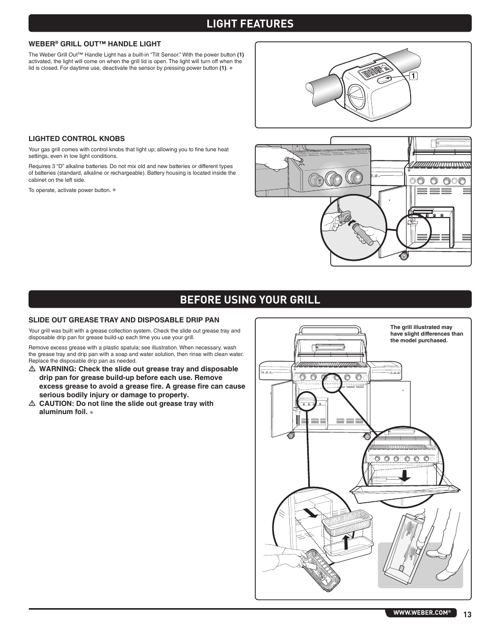 Light features before using your grill | weber Summit 56206 User Manual | Page 13 / 108