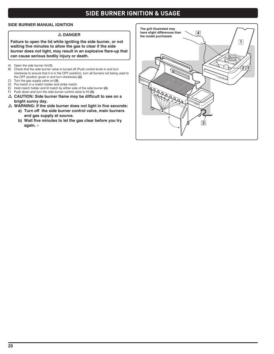 Side burner ignition & usage | weber Summit 56206 User Manual | Page 20 / 108