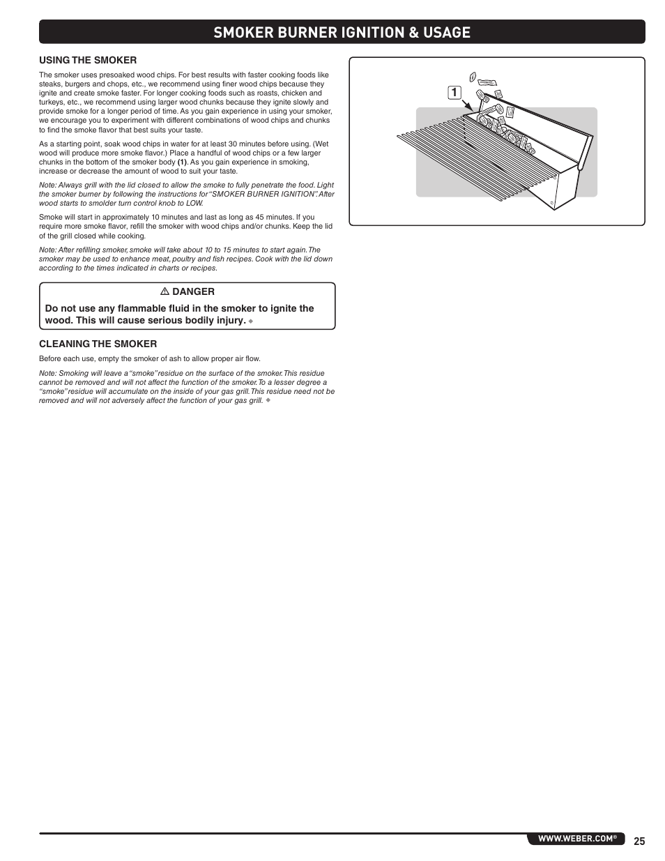 Smoker burner ignition & usage | weber Summit 56206 User Manual | Page 25 / 108