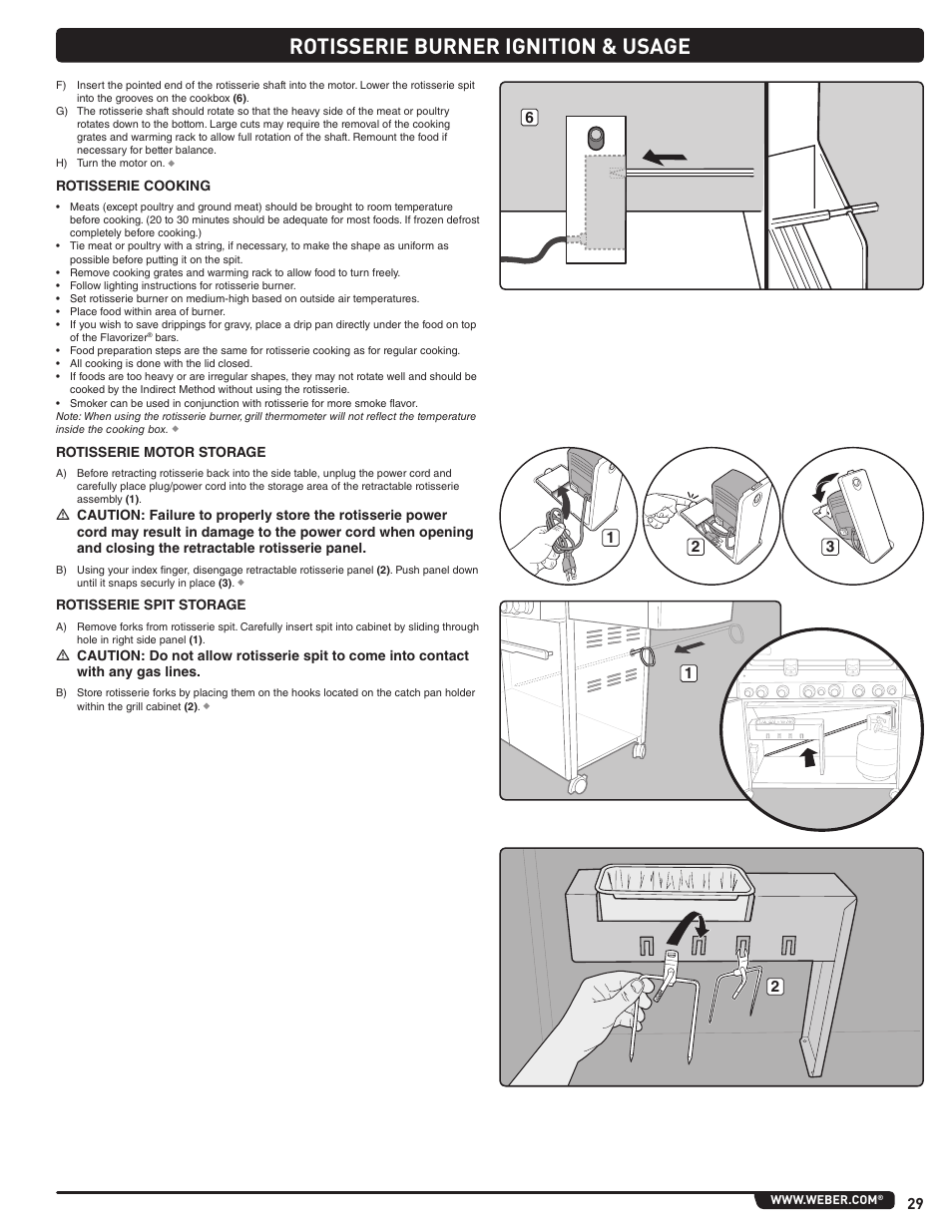 Rotisserie burner ignition & usage | weber Summit 56206 User Manual | Page 29 / 108