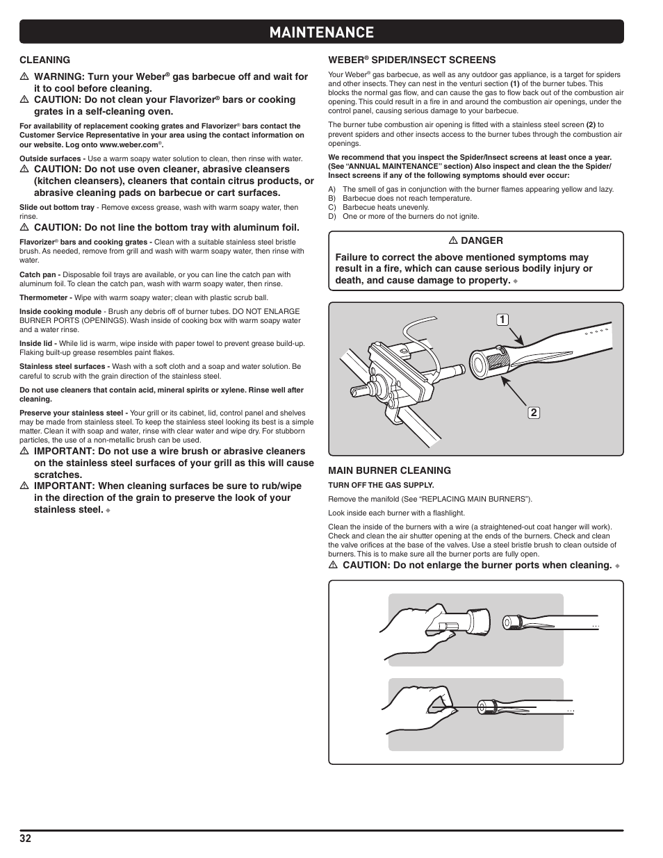 Maintenance | weber Summit 56206 User Manual | Page 32 / 108