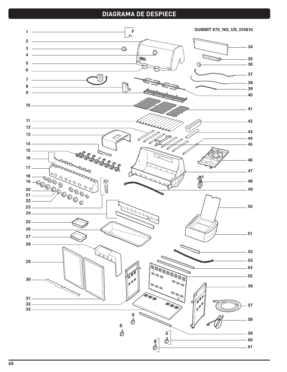 Diagrama de despiece | weber Summit 56206 User Manual | Page 40 / 108