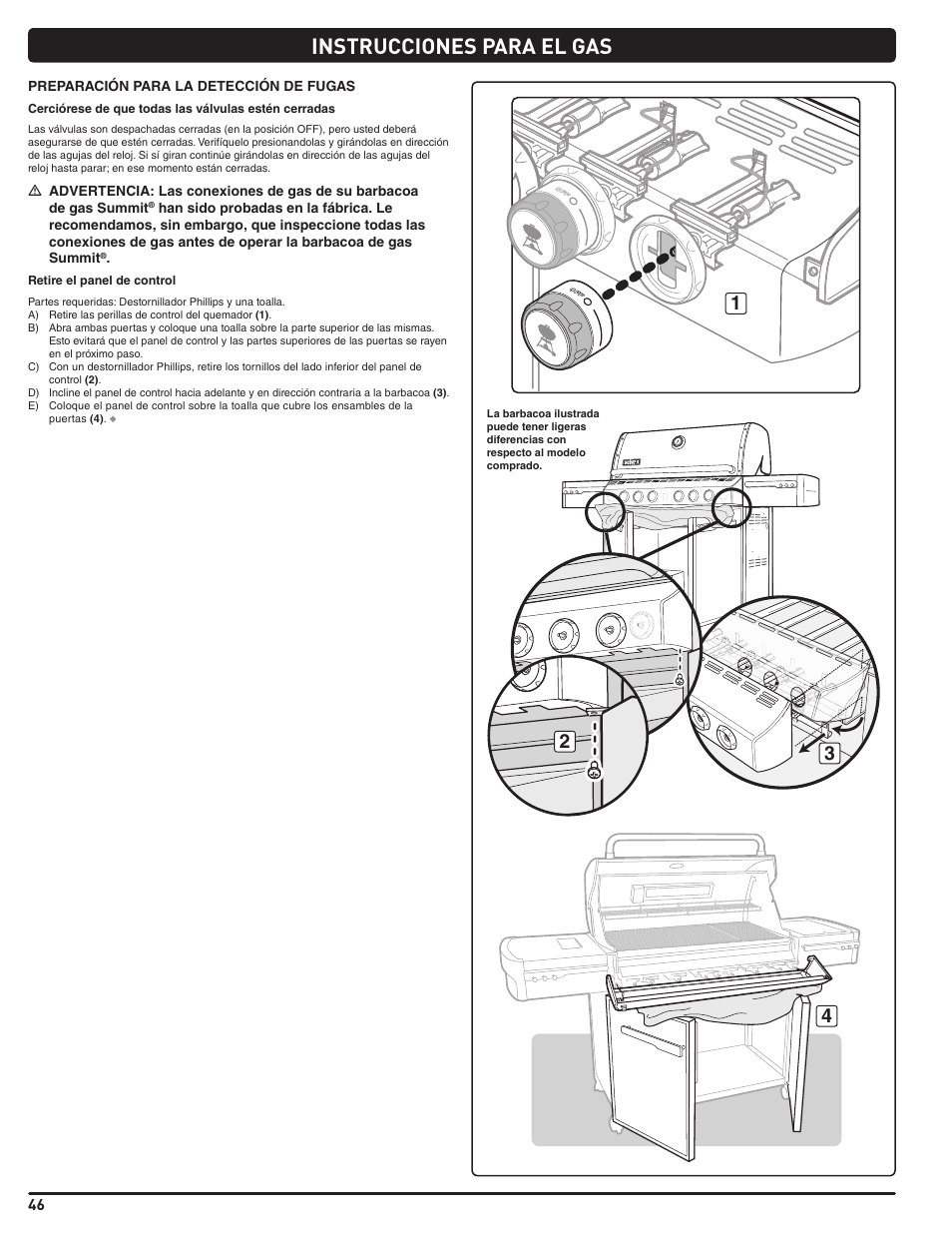 Instrucciones para el gas | weber Summit 56206 User Manual | Page 46 / 108