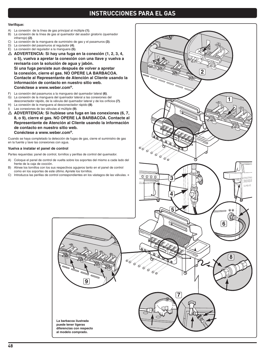Instrucciones para el gas | weber Summit 56206 User Manual | Page 48 / 108