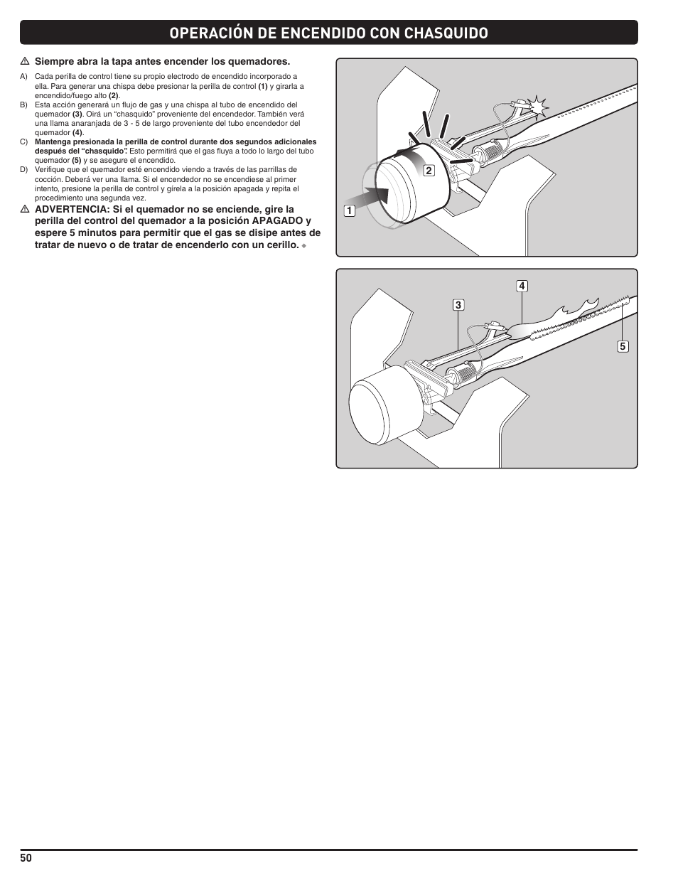 Operación de encendido con chasquido | weber Summit 56206 User Manual | Page 50 / 108