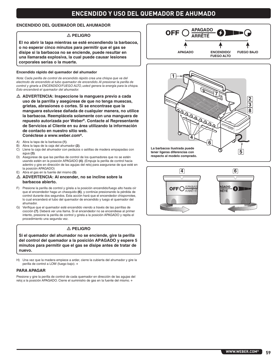 Encendido y uso del quemador de ahumado | weber Summit 56206 User Manual | Page 59 / 108