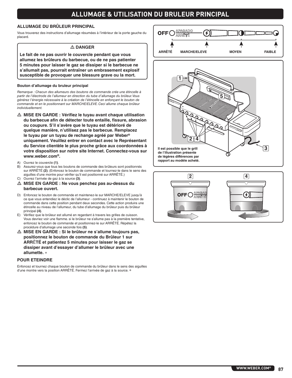 Allumage & utilisation du bruleur principal | weber Summit 56206 User Manual | Page 87 / 108