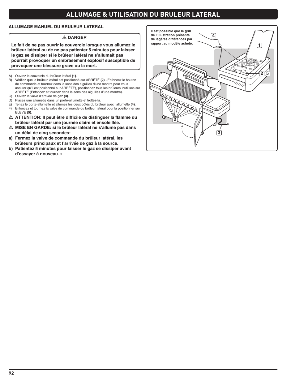 Allumage & utilisation du bruleur lateral | weber Summit 56206 User Manual | Page 92 / 108