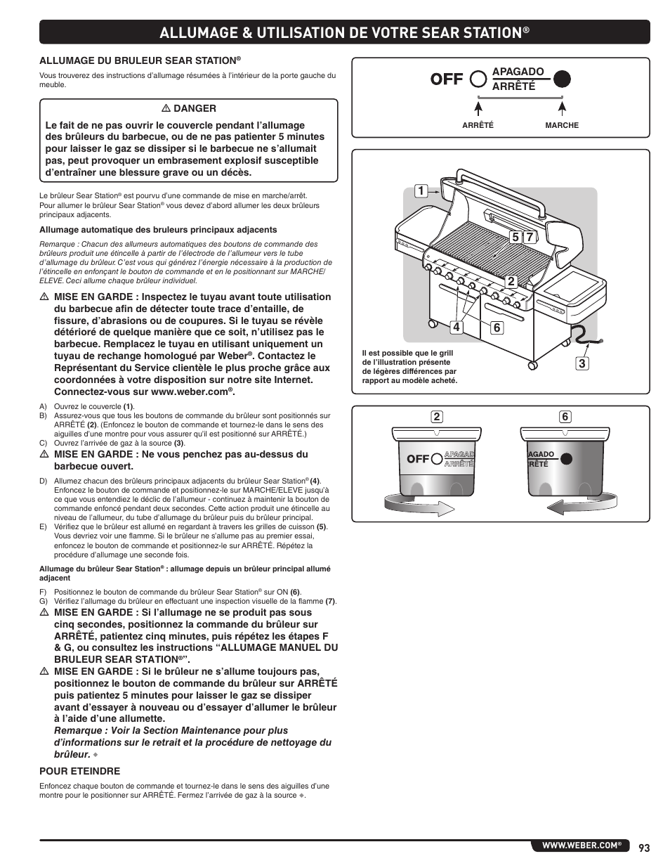 Allumage & utilisation de votre sear station | weber Summit 56206 User Manual | Page 93 / 108