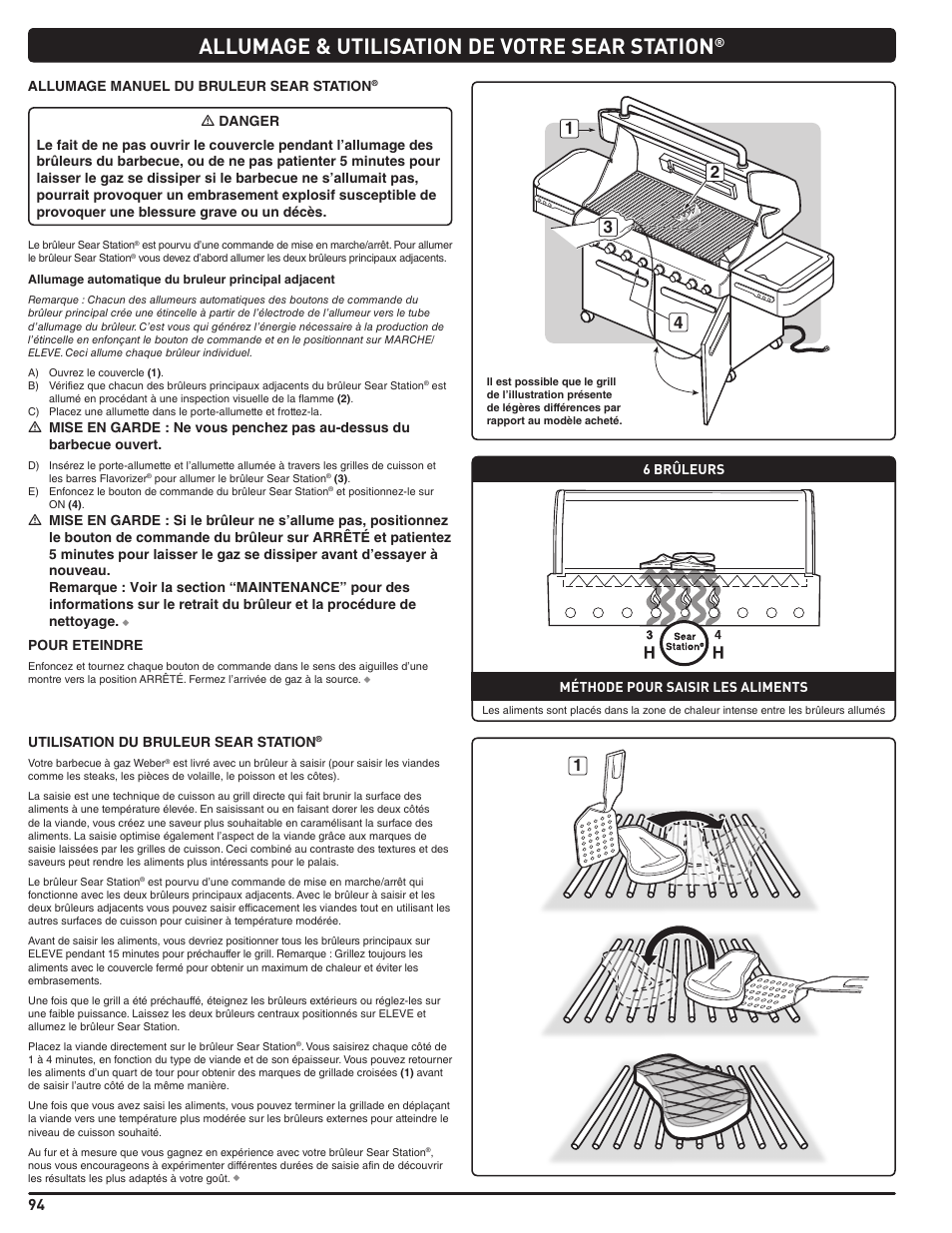 Allumage & utilisation de votre sear station | weber Summit 56206 User Manual | Page 94 / 108