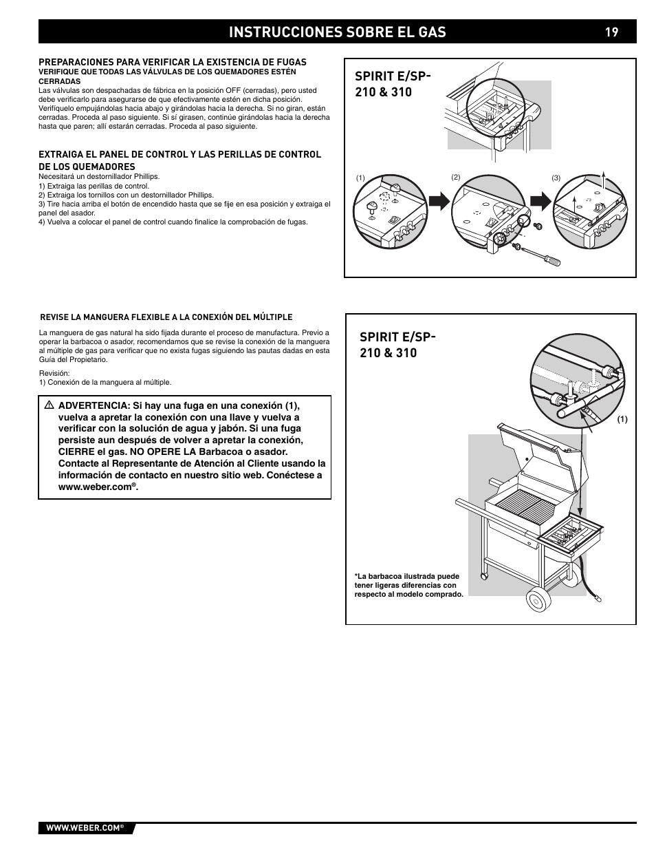 Instrucciones sobre el gas | weber SP - 210 User Manual | Page 19 / 40