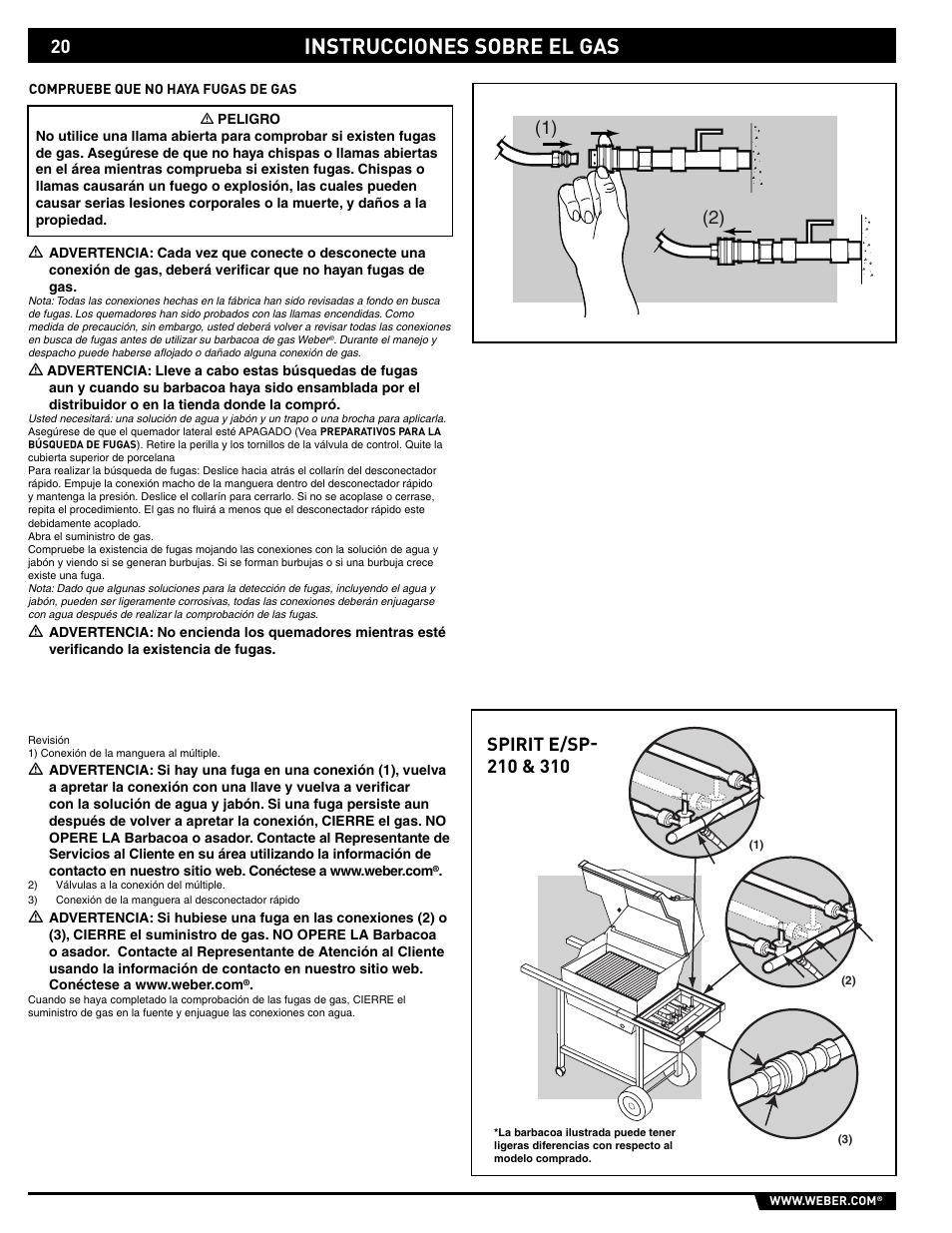 Instrucciones sobre el gas | weber SP - 210 User Manual | Page 20 / 40