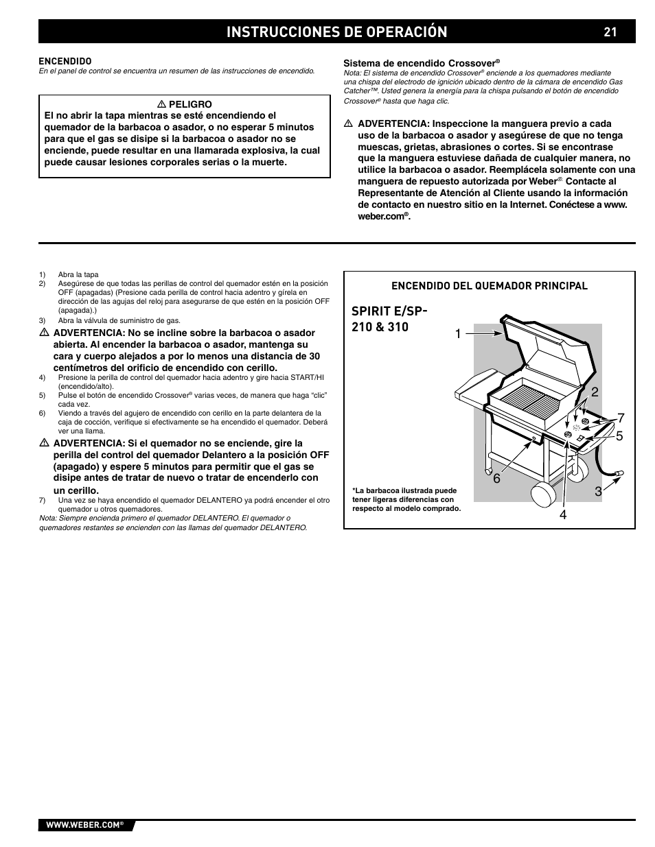 Instrucciones de operación | weber SP - 210 User Manual | Page 21 / 40