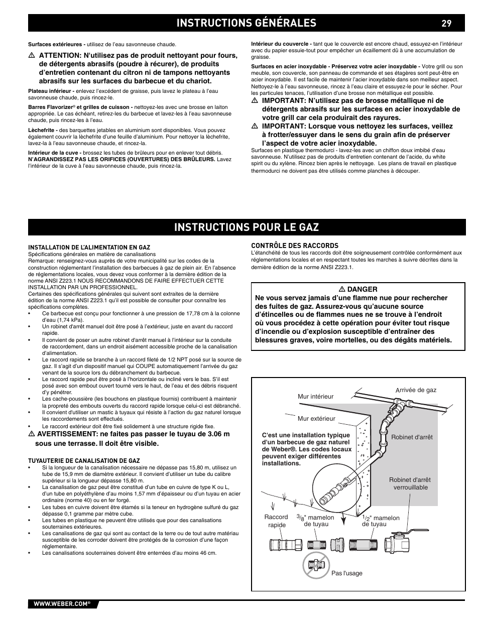 Instructions générales instructions pour le gaz | weber SP - 210 User Manual | Page 29 / 40