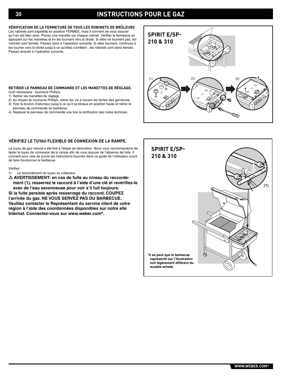 Instructions pour le gaz | weber SP - 210 User Manual | Page 30 / 40