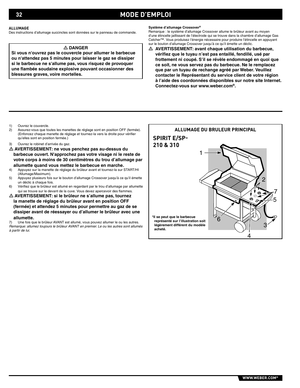 Mode d’emploi | weber SP - 210 User Manual | Page 32 / 40