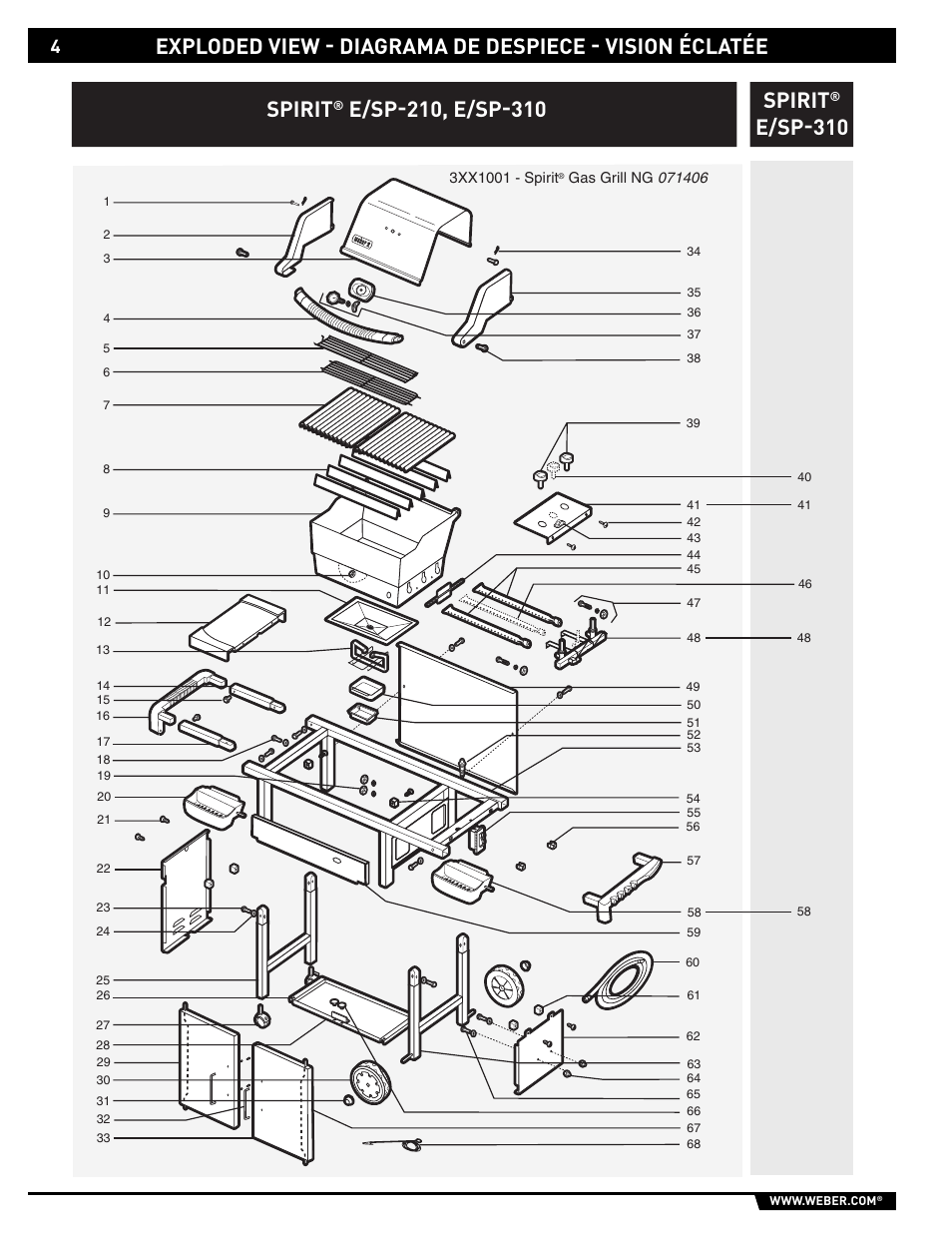 Spirit, E/sp-310 spirit | weber SP - 210 User Manual | Page 4 / 40