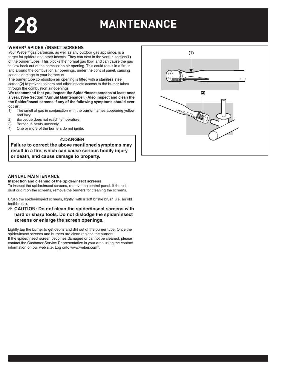 Maintenance | weber 38044 User Manual | Page 28 / 32