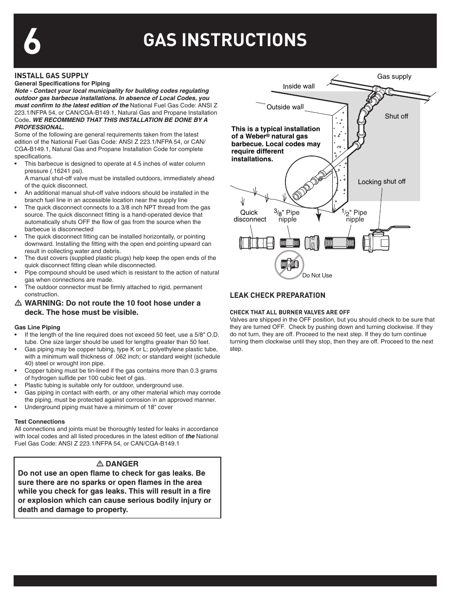 Gas instructions | weber 38044 User Manual | Page 6 / 32