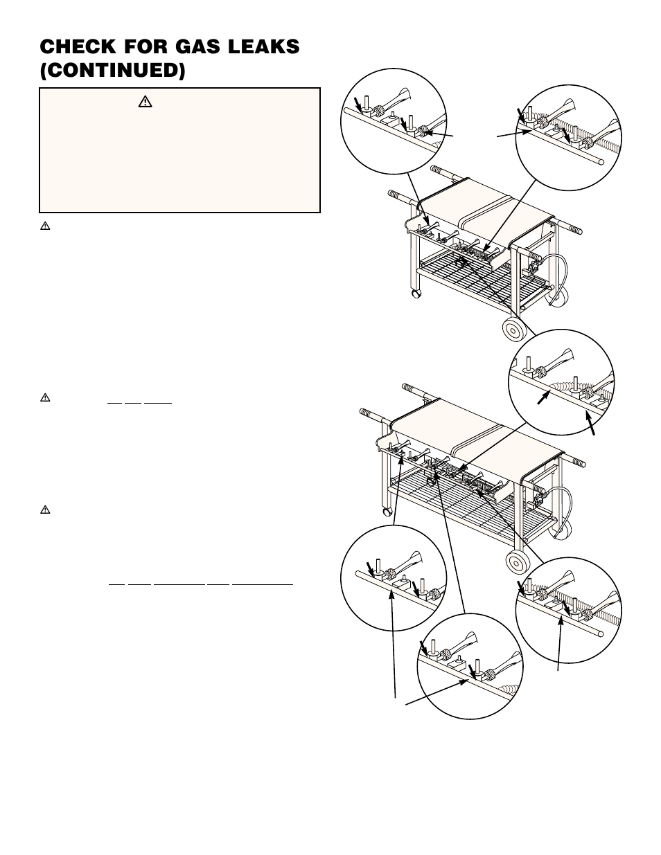 Check for gas leaks (continued), Ƽdanger | weber 600 User Manual | Page 10 / 20